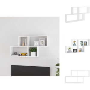 vidaXL Kubuswandschap - Hoogglans wit - 100 x 18 x 53 cm - Stevig en eenvoudig te installeren - Wandsteun