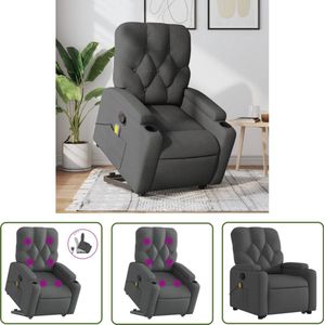 The Living Store Sta-op-massagestoel verstelbaar stof donkergrijs - Sta-op Massagestoel - Massagerstoel - Elektrisch Opstaande Stoel - Relaxfauteuil - Loungestoel