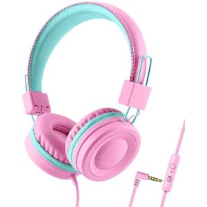 StayPowered Kinderhoofdtelefoon - Veilig en Comfortabel voor Kinderen - Volumebegrenzing - Zachte Hypoallergene Oorkussens - Verstelbare en Robuuste Hoofdband - Opvouwbaar Ontwerp - Tangle-Free Kabel - Roze - Levering Sneller dan Aangegeven!