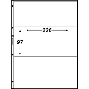 Hartberger Systeemblad S-3 met 3 vakken (226 x 97 mm) 5 stuks insteekhoezen - insteekbladen voor de verzamelaar! - voor bankbiljetten - banknotes