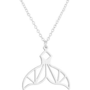 24/7 Jewelry Collection Origami Zeemeermin Ketting - Walvisstaart - Walvis - Staart - Zilverkleurig