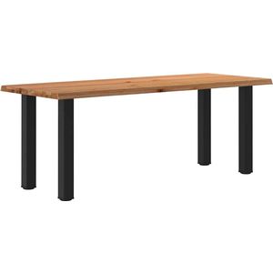 vidaXL - Eettafel - met - natuurlijke - rand - massief - eikenhout - rechthoekig