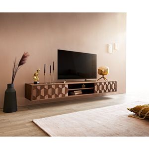 Tv-meubel Fevo acacia bruin 200 cm 2 deuren zwevend lowboard