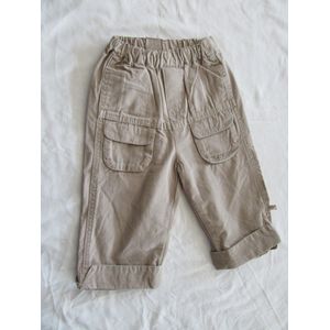 noukie's , zomer lange broek , jongen , ecru , katoen , 12 maand , 80