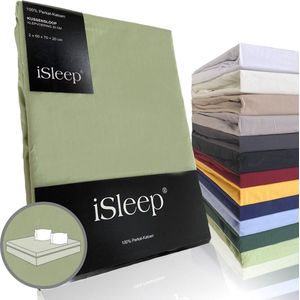 iSleep Perkal Kussenslopen (2 stuks) - 100% Perkal Katoen - 60x70 cm - Licht Groen