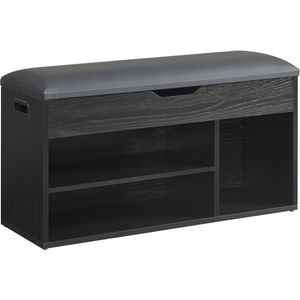 ACAZA Schoenenrek - Schoenenkast - Schoenenbank - Met Zitkussen - 80 x 30 x 45,50 cm - Zwart