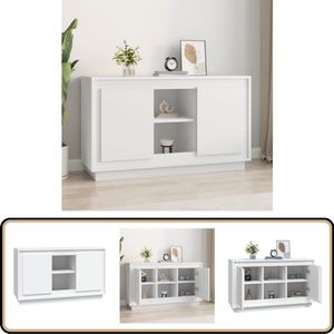 vidaXL Dressoir Wit - 102x35x60 cm - Bewerkt Hout Dressoir - Commode - Houten Dressoir - Wit Dressoir - Vintage Dressoir