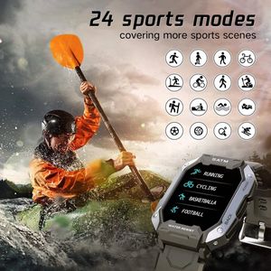 C20 Militaire Smart Horloge Mannen Carbon Black Ultra Leger Outdoor IP68 5ATM Waterdicht Hartslag Bloed Zuurstof Satm Smartwatch 2023