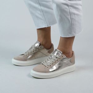 Manfield - Dames - Beige metallic sneakers - Maat 37