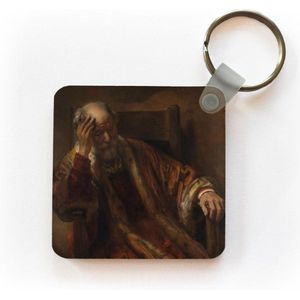 Sleutelhanger - Uitdeelcadeautjes - Oude man in een leuningstoel - Schilderij van Rembrandt van Rijn - Plastic