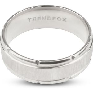 Heren Ring Zilver kleurig met Geometrisch Patroon - Staal - Cadeau voor Man - Mannen Cadeautjes Accesoires