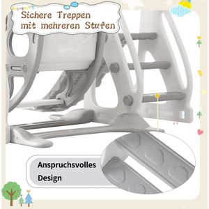 Merax 4-in-1 Speelset voor Kinderen - Glijbaan, Schommel, Basketbalframe en Klimtrap - Geschikt voor Binnen en Buiten