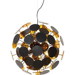 QAZQA cerchio - Design Hanglamp - 5 lichts - Ø 54 cm - Zwart Goud - Woonkamer | Slaapkamer | Keuken