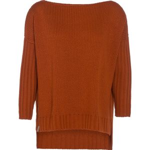 Knit Factory Kylie Gebreide Dames Trui - Trui dames winter - Pullover dames - lange mouw - Wintertrui - Damestrui - Boothals - Terra - Oranje - 36/44