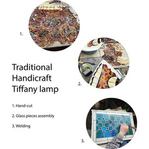 LumiLamp Wandlamp Tiffany 30x15x18 cm Wit Groen Glas Tiffany Lampen
