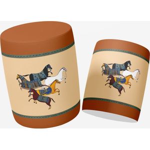 Zijou - Luxe Poef Paarden rond - Suède- Modern- Zitbank - Voetenbak - Ø40 x45 cm