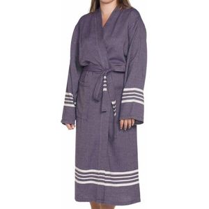 Hamam Badjas Krem Sultan Dark Purple - M - unisex - hotelkwaliteit - sauna badjas - luxe badjas - dunne zomer badjas - ochtendjas