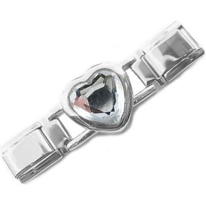Quiges - Schakel - Bedel - 9mm - charms - Kleurrijk - Hart - Geschikt voor - Nomination- armband - Schakelarmband - italy bedels armband