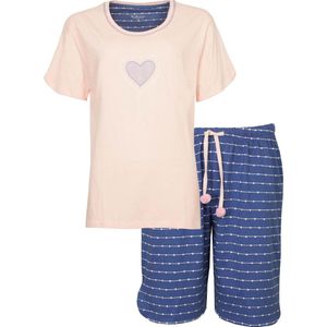 Tenderness - Dames Shortama - Pyjama Set - Roze/Blauw - Maat S