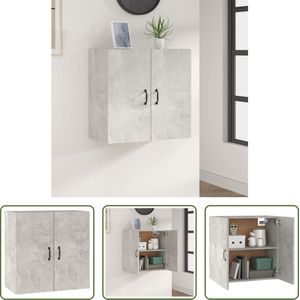 The Living Store Wandkast - Betongrijs - 60 x 31 x 60 cm - Opbergkast met 2 deuren