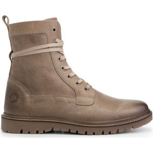 Travelin' Erquy Heren Leren Enkellaarzen - Stoere veterboots met rits - Taupe Leer - Maat 46