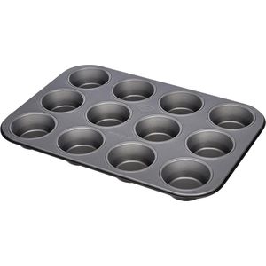 Muffin bakvorm voor 12 muffins - non-stick bakplaat - snelle warmtegeleiding - zwart - Dr. Oetker Muffin tin