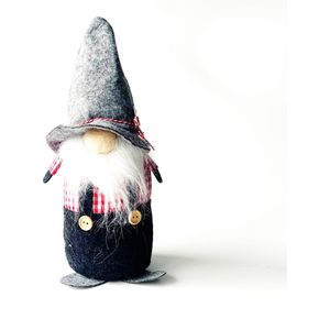 Kerst - Kabouter - Gnome - Wichtel - Grijs - 29 cm - Hoed - Hat