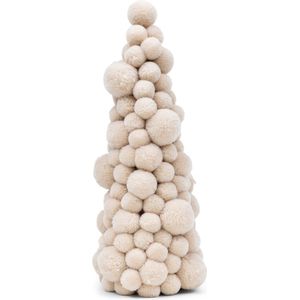 Rivièra Maison - Kerstdecoratie - Pom Pom - Kerstboom - Wit - Kerstversiering - ØxH 19x40cm