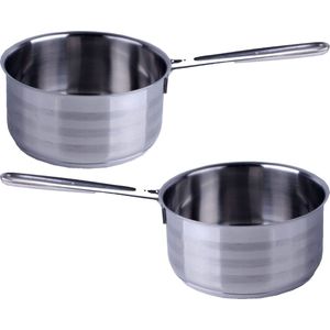 Svenska Living Steelpan/sauspan/juspan - 2x - RVS - D14 cm - 1L - Alle Warmtebronnen