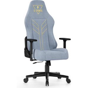 Ergonomische Bureaustoel - Stoffen Gaming Stoel - Comfortabele Gamerstoel met 3D Armleuningen - met Verstelbare Zithoogte en Kantelbare Rugleuning - Blauw