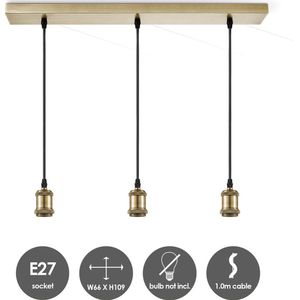 Home Sweet Home hanglamp brons vintage - hanglamp inclusief 3 LED filament lamp G125 dubbele spiraal - dimbaar - pendel lengte 100 cm - inclusief E27 LED lamp - rook