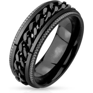 Ringen Mannen - Ring Mannen - Zwarte Ring - Ring Heren - Heren Ring - Ring - Ringen - Met Uniek Schakelmotief - Groov