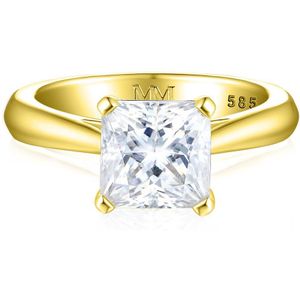 Iris - 18k Geelgouden Princess Solitair Moissanite Ring - 2.1 karaat.