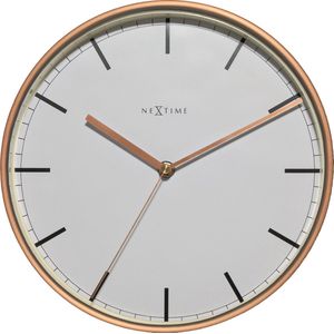 NeXtime Company Copper - Klok - Rond - Metaal / Glas - �25 cm - Wit/ Koperkleurig