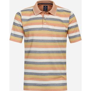 Redmond regular fit heren polo - pique - oranje gestreept - Maat: XXL