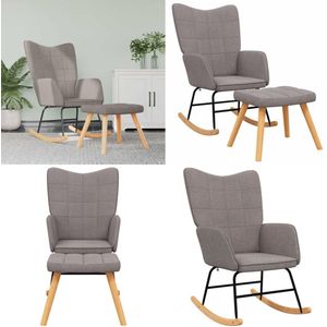 vidaXL Schommelstoel met voetenbank stof taupe - Schommelstoel - Schommelstoelen - Schommel Stoel - Schommel Stoelen