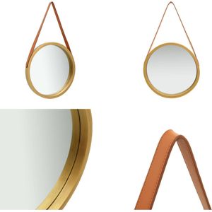 vidaXL Wandspiegel met band 40 cm goudkleurig - Wandspiegel - Wandspiegels - Spiegel - Badkamerspiegel