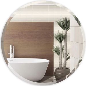Spiegel rond 45,7 cm badkamerspiegel afgeschuinde frameloze wandspiegel Translation: Ronde spiegel van 45,7 cm, badkamerspiegel met afgeschuinde randen en zonder frame.