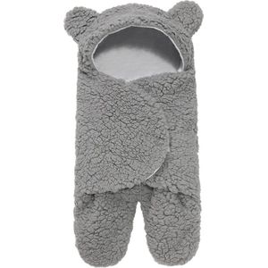 BonBini´s Teddy bear wikkeldeken newborn - zachte grijze teddy beer inbakerdoek newborn baby - wikkeldoek - 3-6 maanden - Grijs