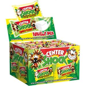 Center Shock gevulde kauwgom Jungle Mix 100 stuks van elk 4 g, individueel verpakt, super zuur met een zachte kern 100 stuks verpakking