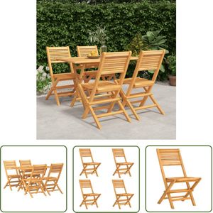 The Living Store 5-delige Tuinset massief teakhout - Tuin Set - Teak - Buitentafel - Eetkamerset - Terrasfurniture