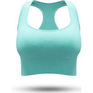 PureSquare - tanktop - croptop - sportbh - turquoise - maat M - vaste bh cups - rugsteun - fitness - sport – yoga