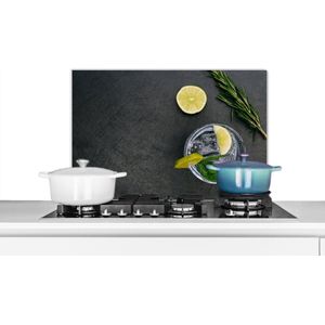 Spatscherm keuken 70x50 cm - Kookplaat achterwand Cocktail - Glas - Limoen - Muurbeschermer - Spatwand fornuis - Hoogwaardig aluminium