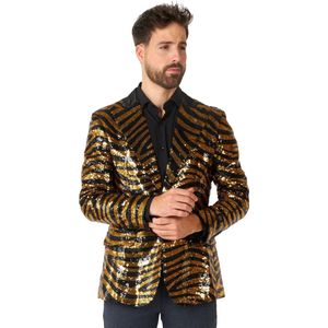 OppoSuits Tiger Royale - Heren Blazer - Glimmende Outfit - Carnaval - Goud - Maat EU 60