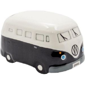 Spaarpot - Keramiek - Volkswagenbusje - Zwart - 9cm - Sawahasa  - Thailand - Fairtrade