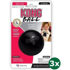 Kong Extreme Bal - Rubber - Honden Speelgoed - M/L- Zwart - Ø 7.5 cm - 3 Stuks