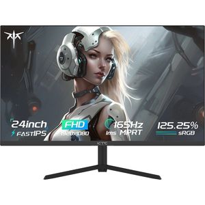 KTC H24T09P Gaming Monitor, 24 Inch 1920x1080 16:9 FHD 165Hz ELED Snel IPS Paneel Scherm, HDR10 1ms MPRT Response Time Low-blue Compatibel met FreeSync G-Sync, 2xHDMI2.0 2xDP1.2 Audio VESA Displayer