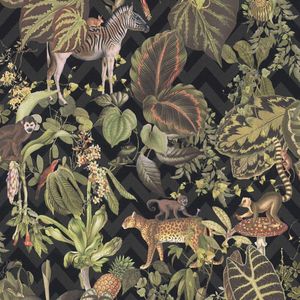 DIEREN EN BLADEREN BEHANG | Jungle & Dieren - zwart meerkleurig - A.S. Création MICHALSKY