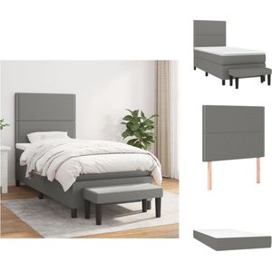 vidaXL Boxspringbed - Pocketvering - 90 x 200 cm - Duurzaam - Hoogte verstelbaar - Middelharde ondersteuning - Huidvriendelijk topmatras - Inclusief bankje - Bed