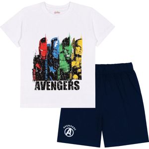 Avengers Marvel - Witte en marineblauwe jongenspyjama met korte mouwen, zomerpyjama / 158-164